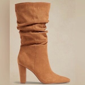 Banana Republic Vegan Suede Slouchy Boot, Cognac Brown, Size 9